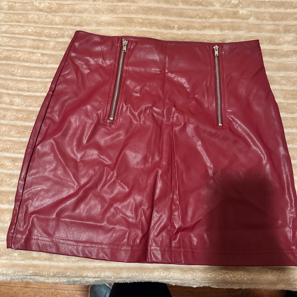Double zip Leather mini bodycon skirt